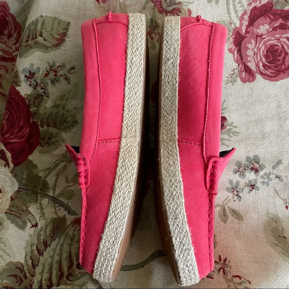 Cole Haan Nantucket Jute Espadrille Coral Pink Teaberry Loafer Shoes NEW